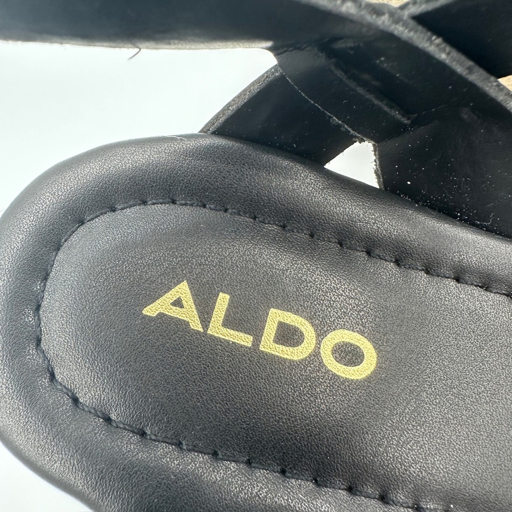 Aldo Meresha Black Espadrille Wedge Sandals Platform Strappy Ankle Strap 7.5 - Picture 4 of 13